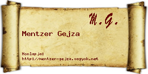 Mentzer Gejza névjegykártya